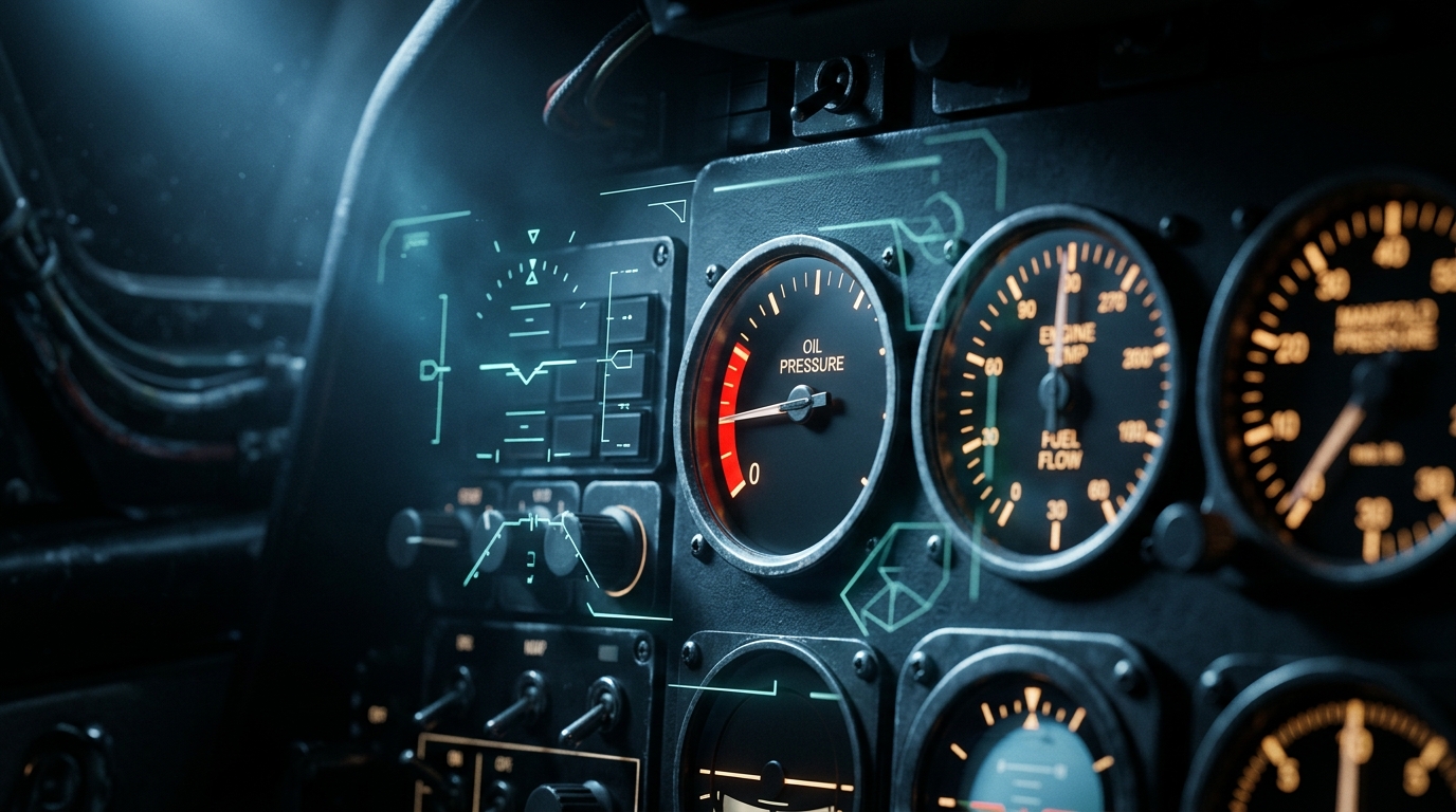 Zero Oil Pressure Indication in Flight Plate 1