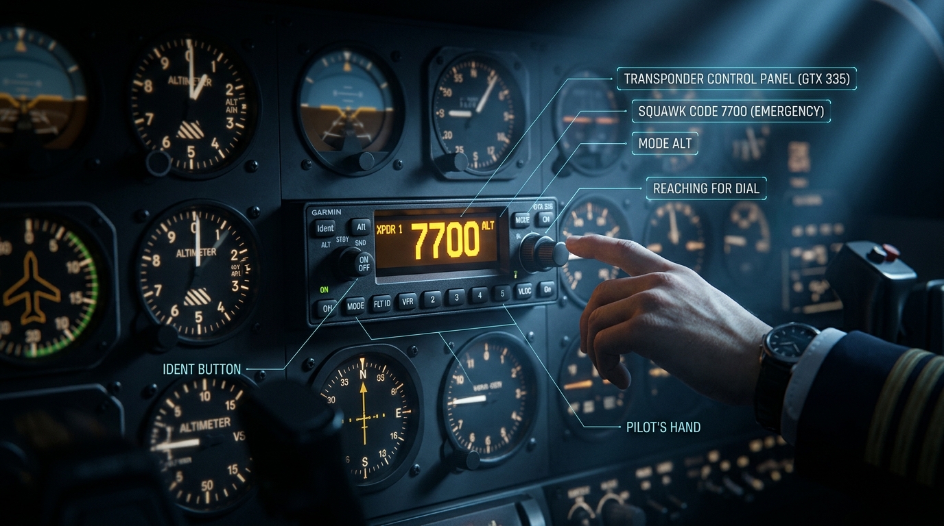 Transponder Squawk 7700 Emergency Activation Plate 1