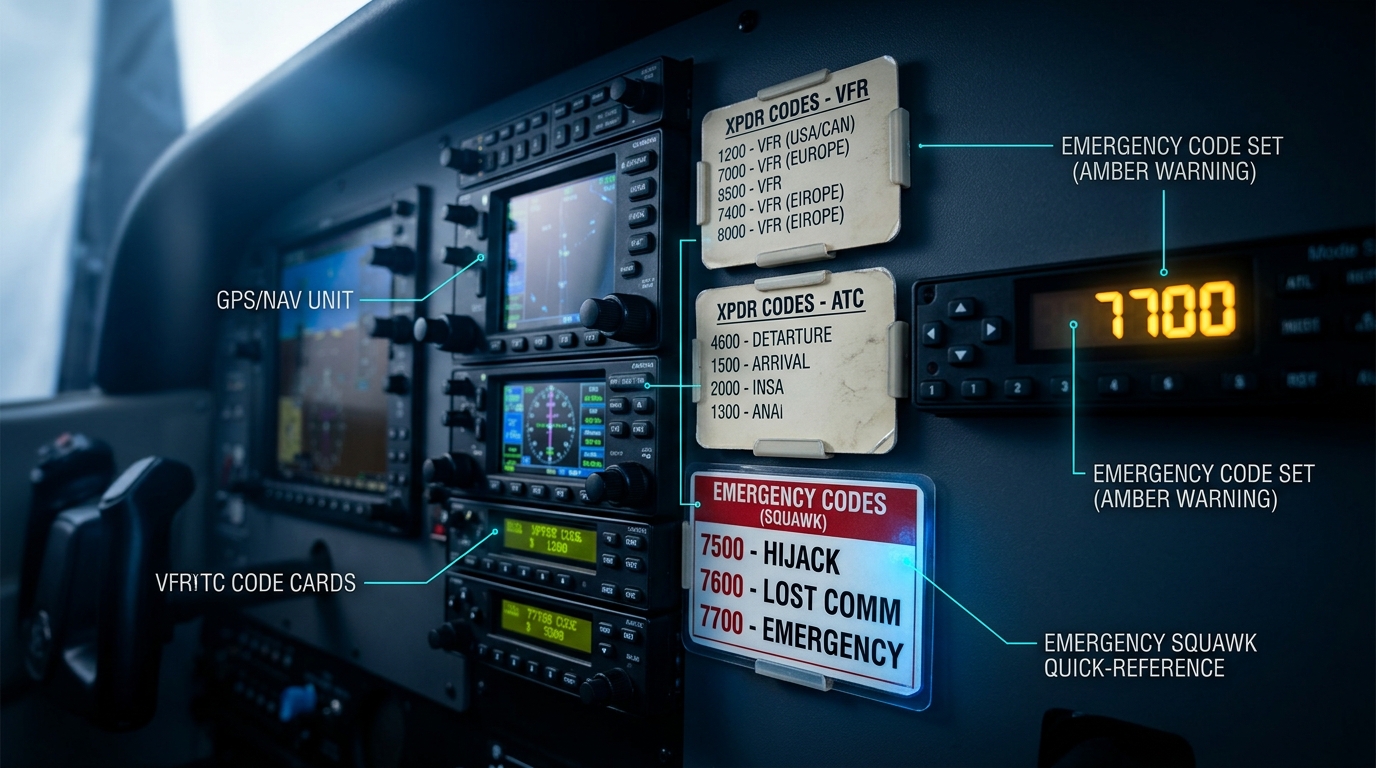 Transponder Squawk 7700 Emergency Activation Plate 3
